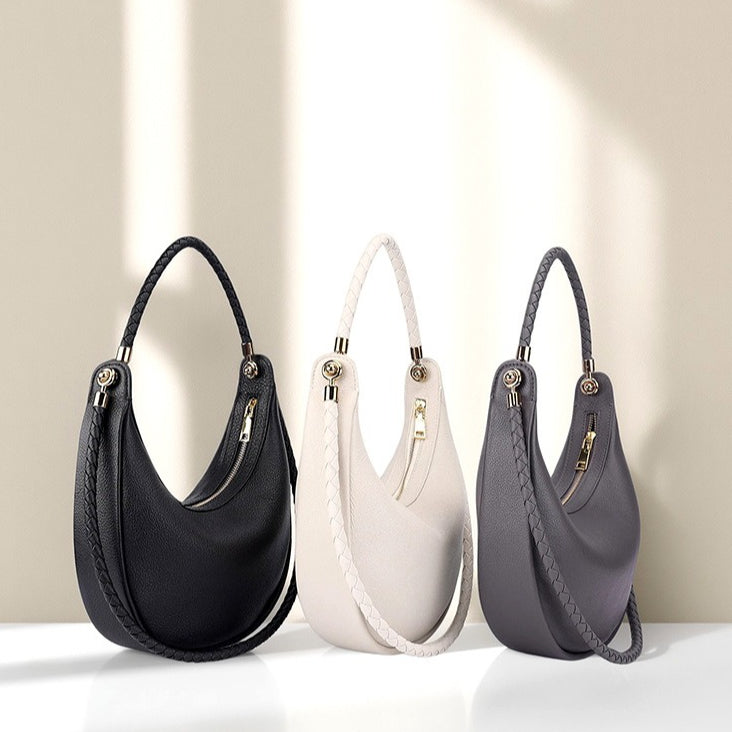 Artisanal Dual-Woven Hobo Shoulder Genuine Leather Bag