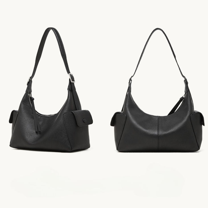 The Velvet Horizon Genuine Leather Tote Bag with Structured Silhouette