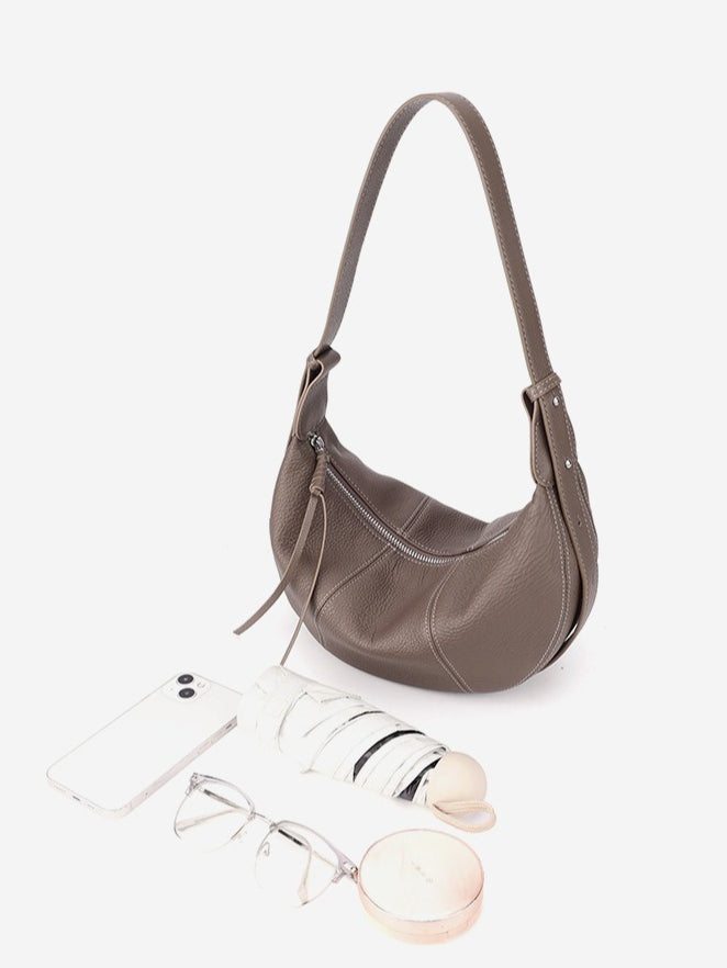Sable Slouch Crescent Hobo Genuine Leather Bag