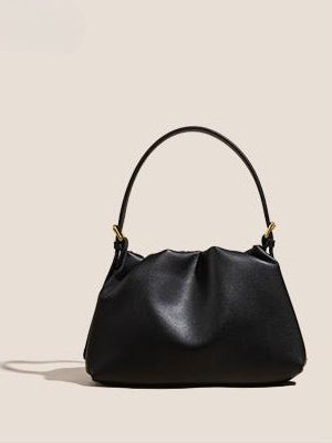 The Cloud Ripple Ruched Genuine Leather Cloud Clutch Bag