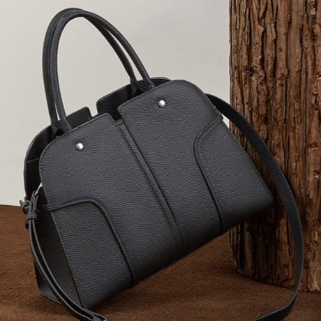 The Executive Structured Genuine Leather Bag - Sophisticated Paneled Work Tote