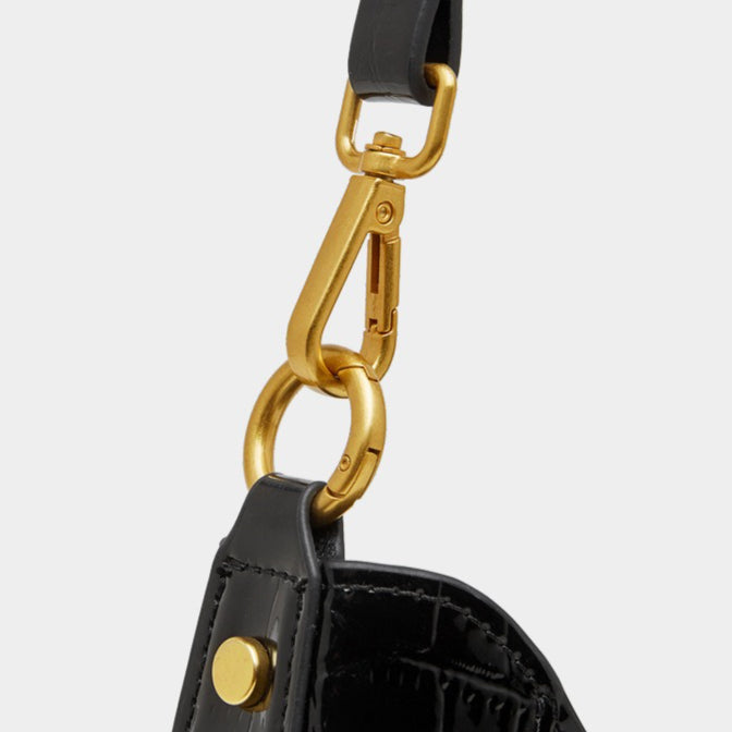 The Metropolitan Glam Croc-Embossed Leather Hobo Bag with Detachable Pouch