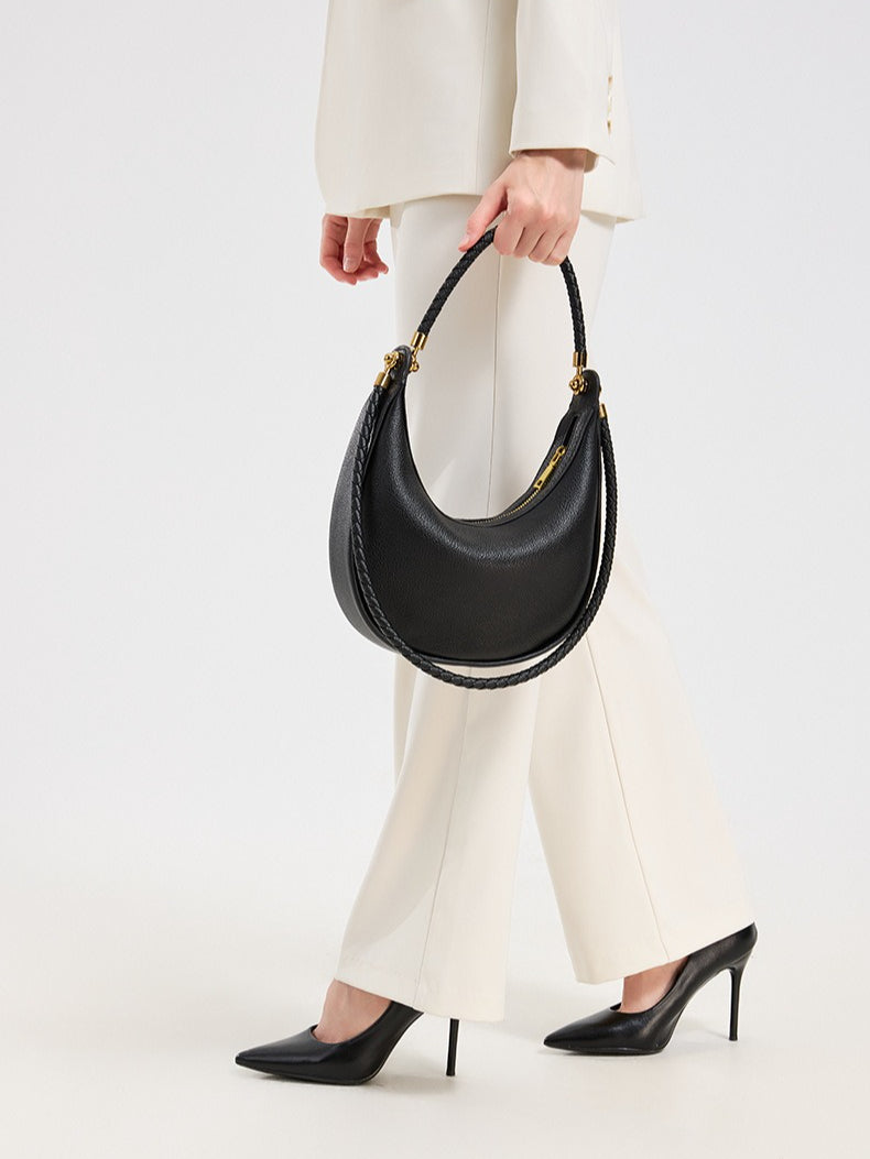 Artisanal Dual-Woven Hobo Shoulder Genuine Leather Bag