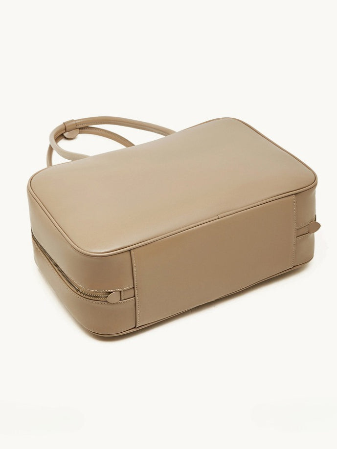 Women's Large Smooth Genuine Leather Bag - Versatile 2-Way Carry Office Work Tote