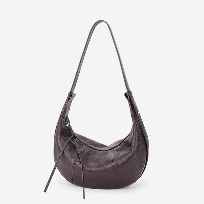 Sable Slouch Crescent Hobo Genuine Leather Bag