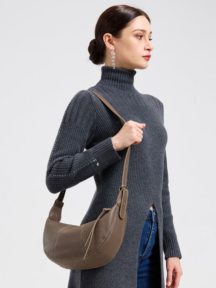 Sable Slouch Crescent Hobo Genuine Leather Bag