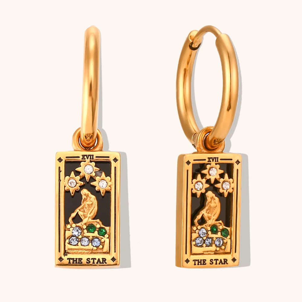 The Star - Tarot Card Gold | Silver Hoop Earrings