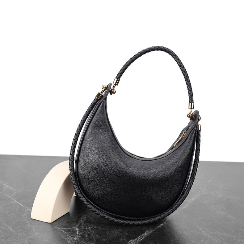 Artisanal Dual-Woven Hobo Shoulder Genuine Leather Bag