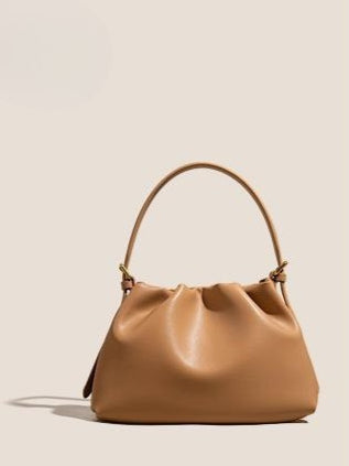 The Cloud Ripple Ruched Genuine Leather Cloud Clutch Bag