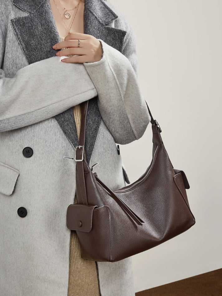 The Velvet Horizon Genuine Leather Tote Bag with Structured Silhouette