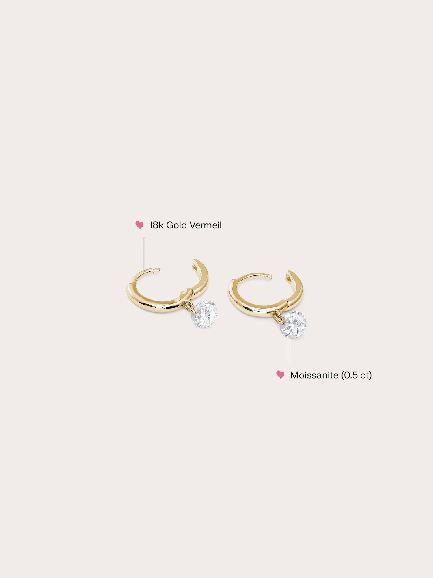 Floating Moissanite Huggie Earrings