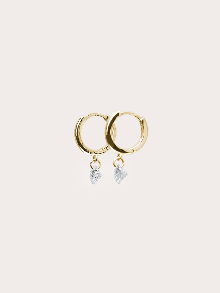 Floating Moissanite Huggie Earrings