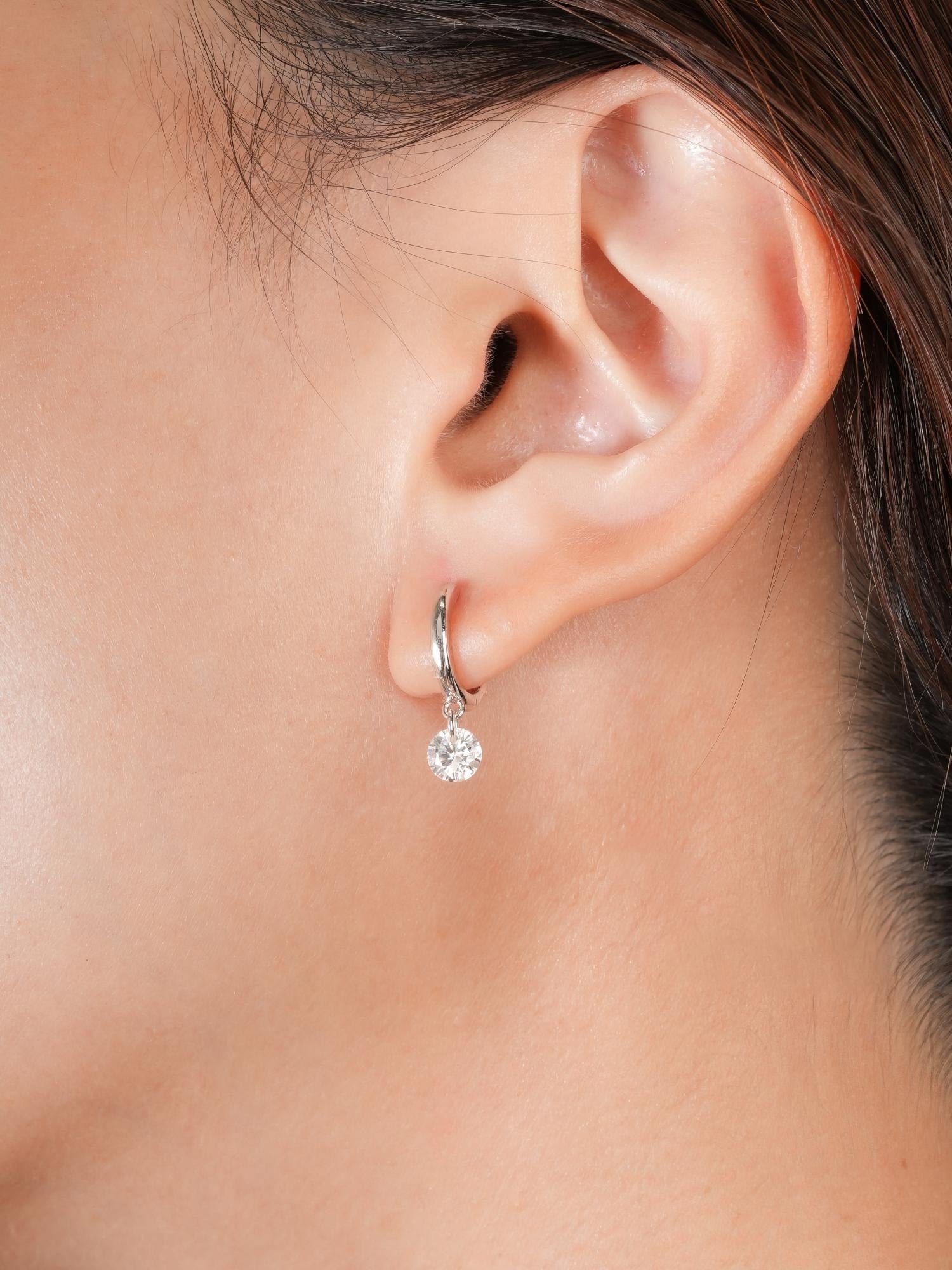 Floating Moissanite Huggie Earrings