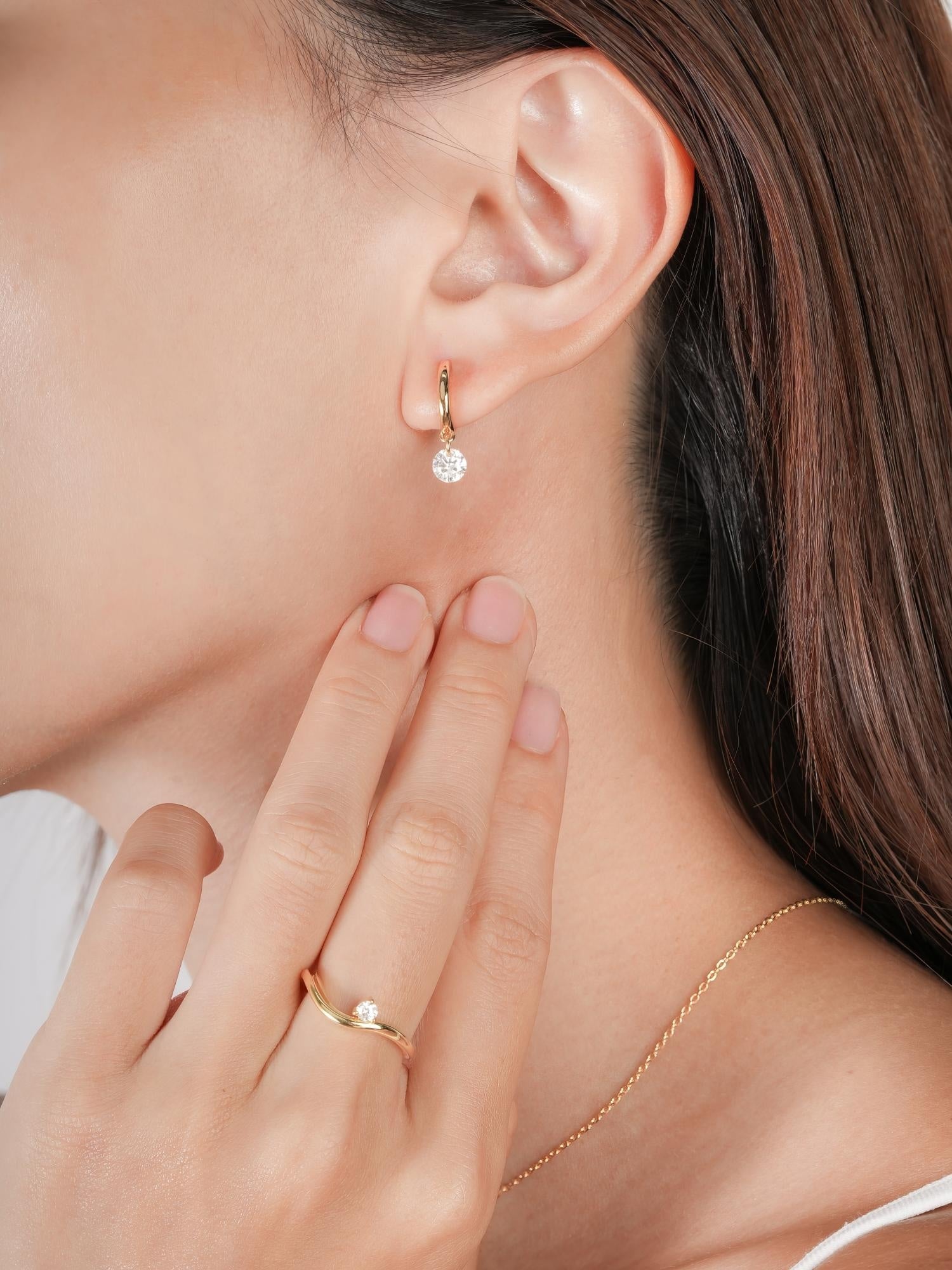Floating Moissanite Huggie Earrings