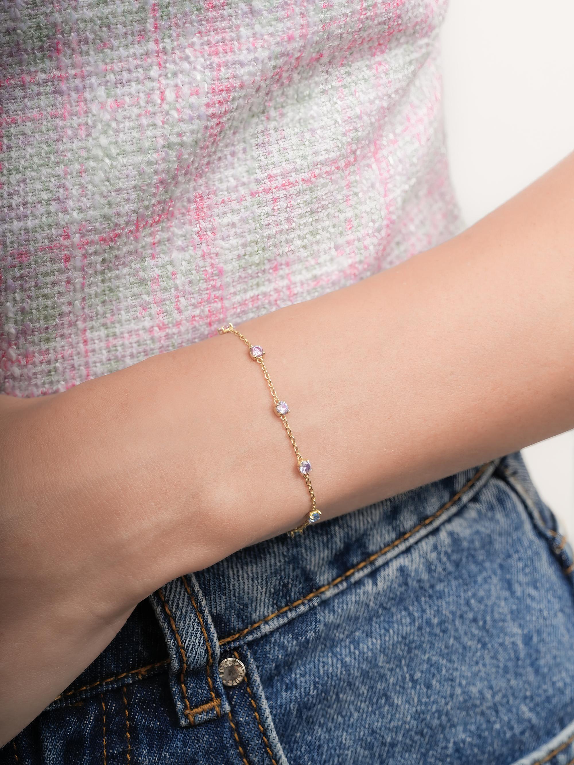 Lilac Sunset Moissanite Station Bracelet
