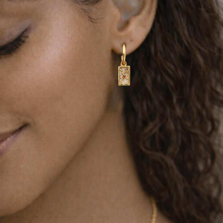 The Lovers - Tarot Card Gold | Silver Hoop Earrings
