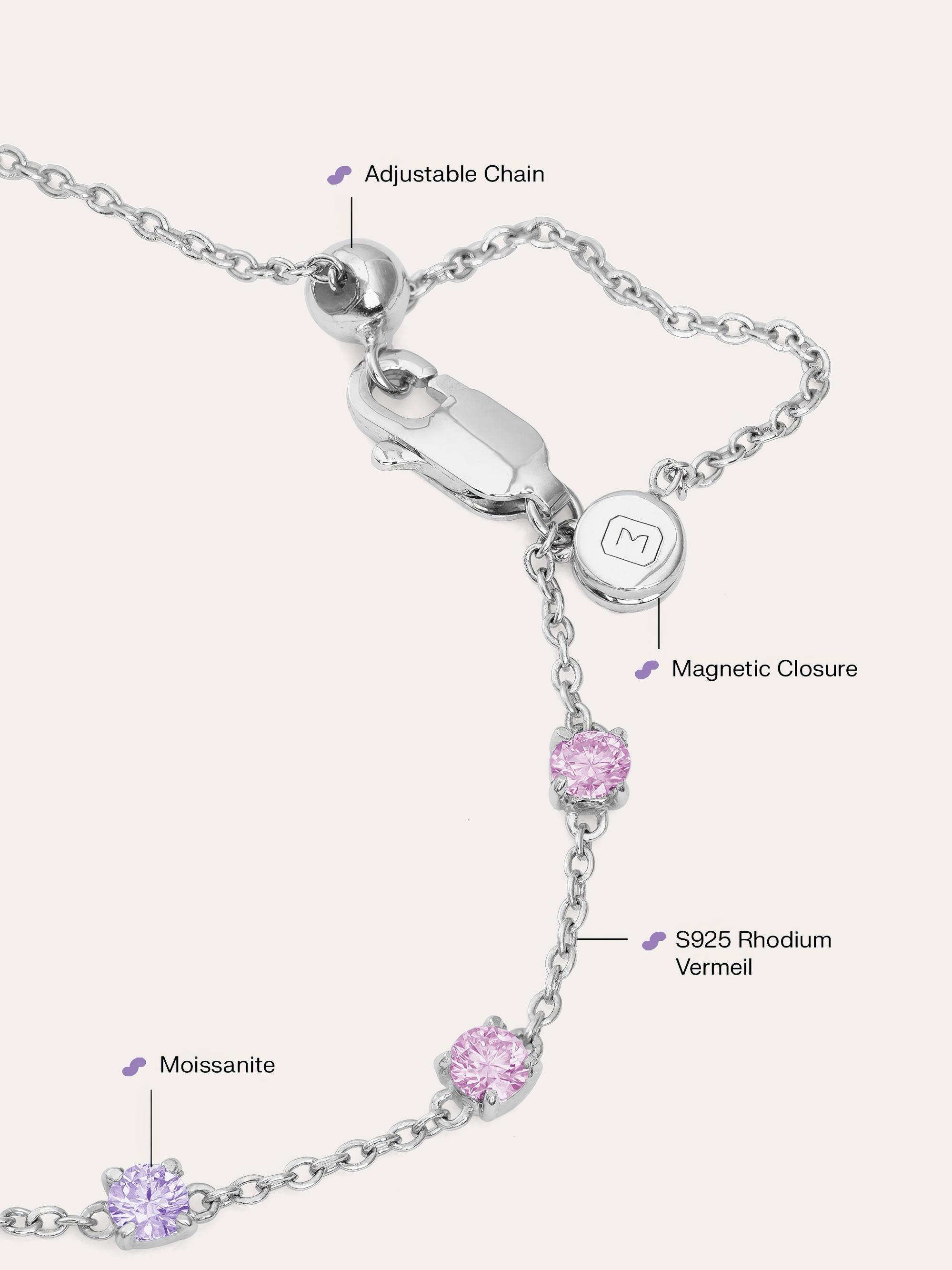 Lilac Sunset Moissanite Station Bracelet