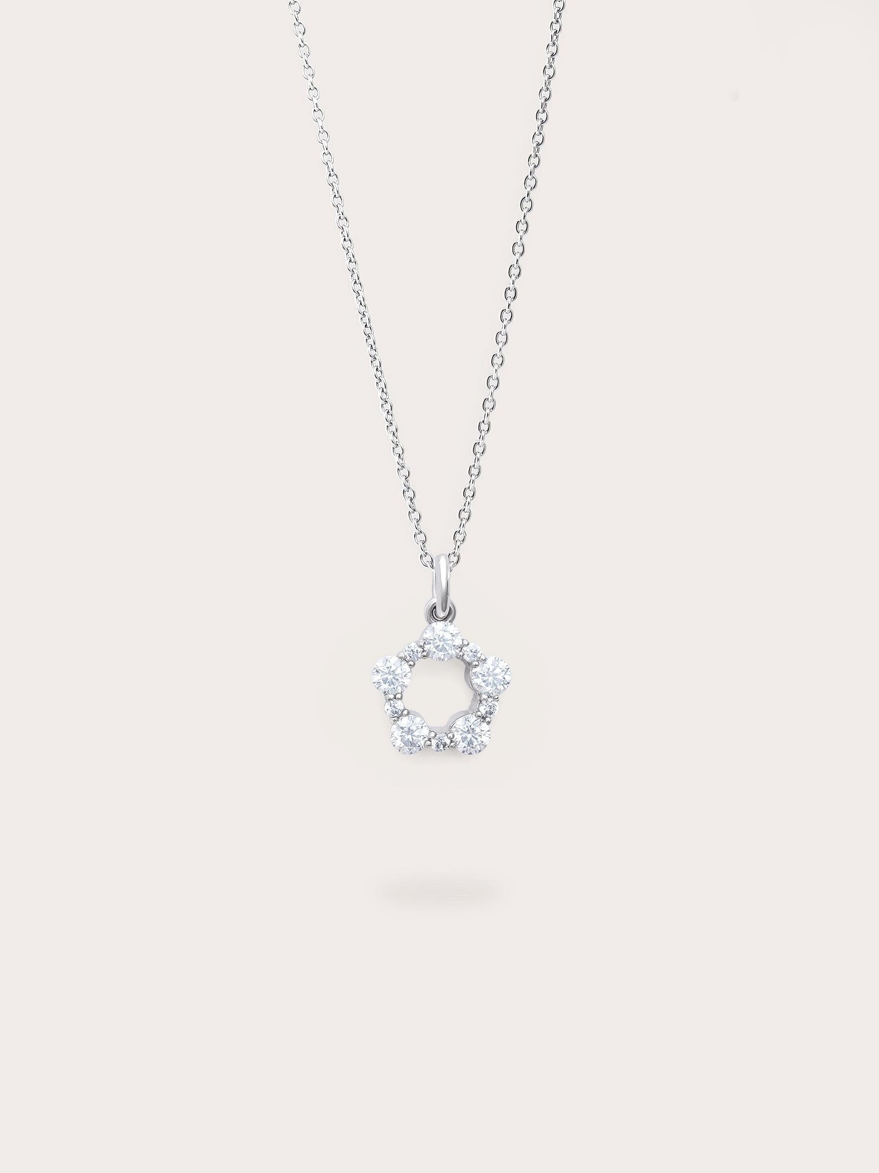 Snowfall White Moissanite Cluster Necklace
