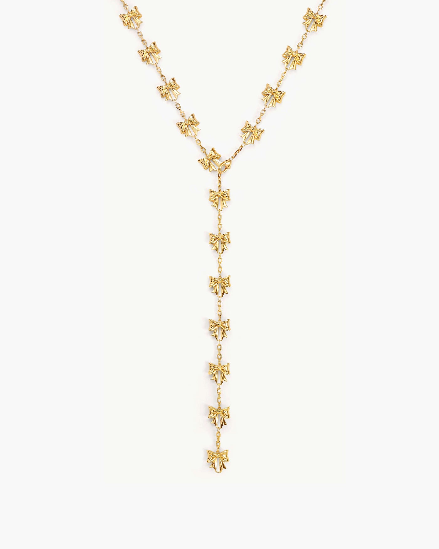 Bow Lariat Long Necklace in Gold