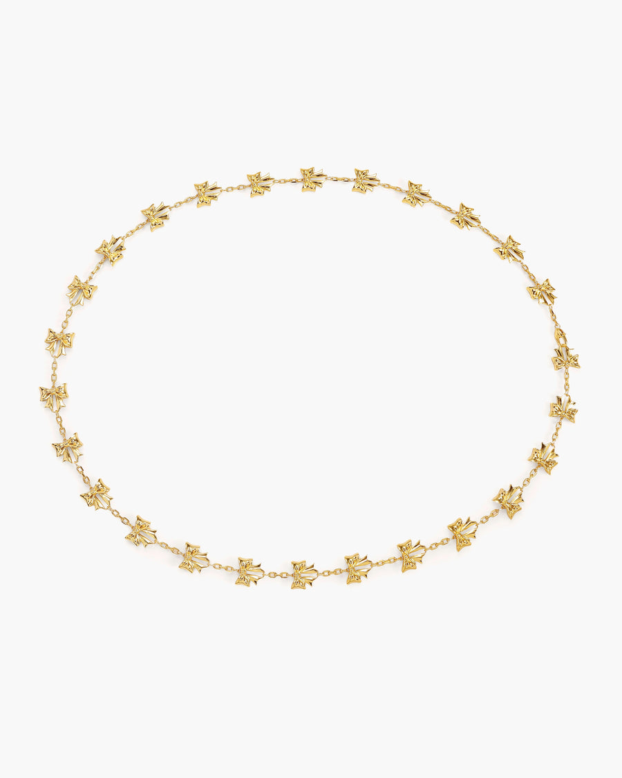 Bow Lariat Long Necklace in Gold