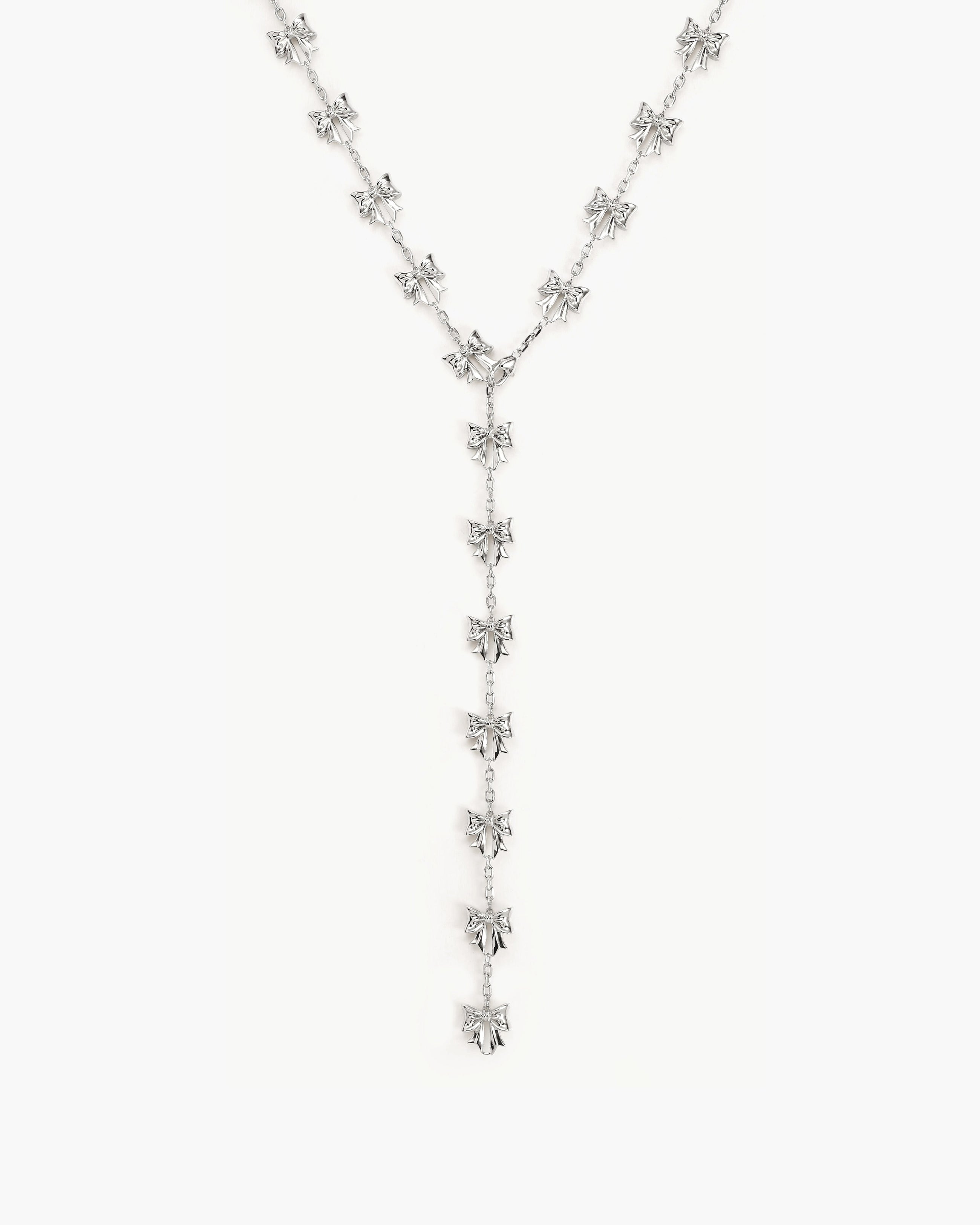 Bow Lariat Long Necklace in Gold