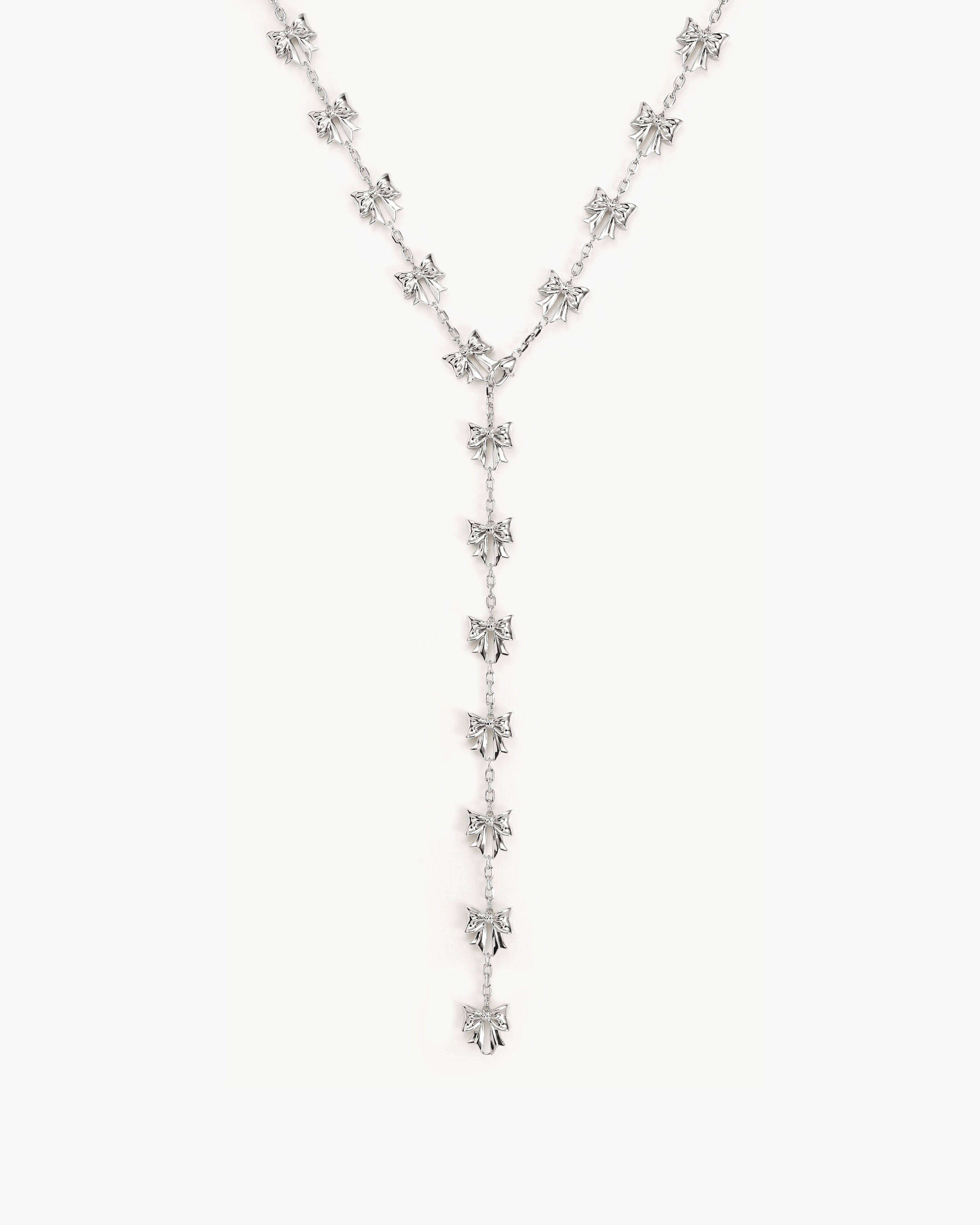 Bow Lariat Long Necklace in Gold