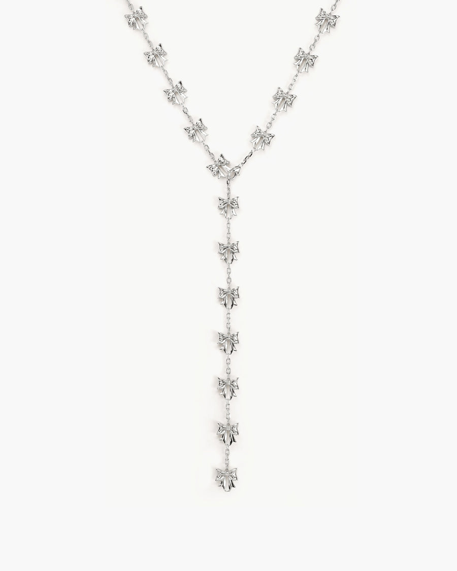Bow Lariat Long Necklace in Gold