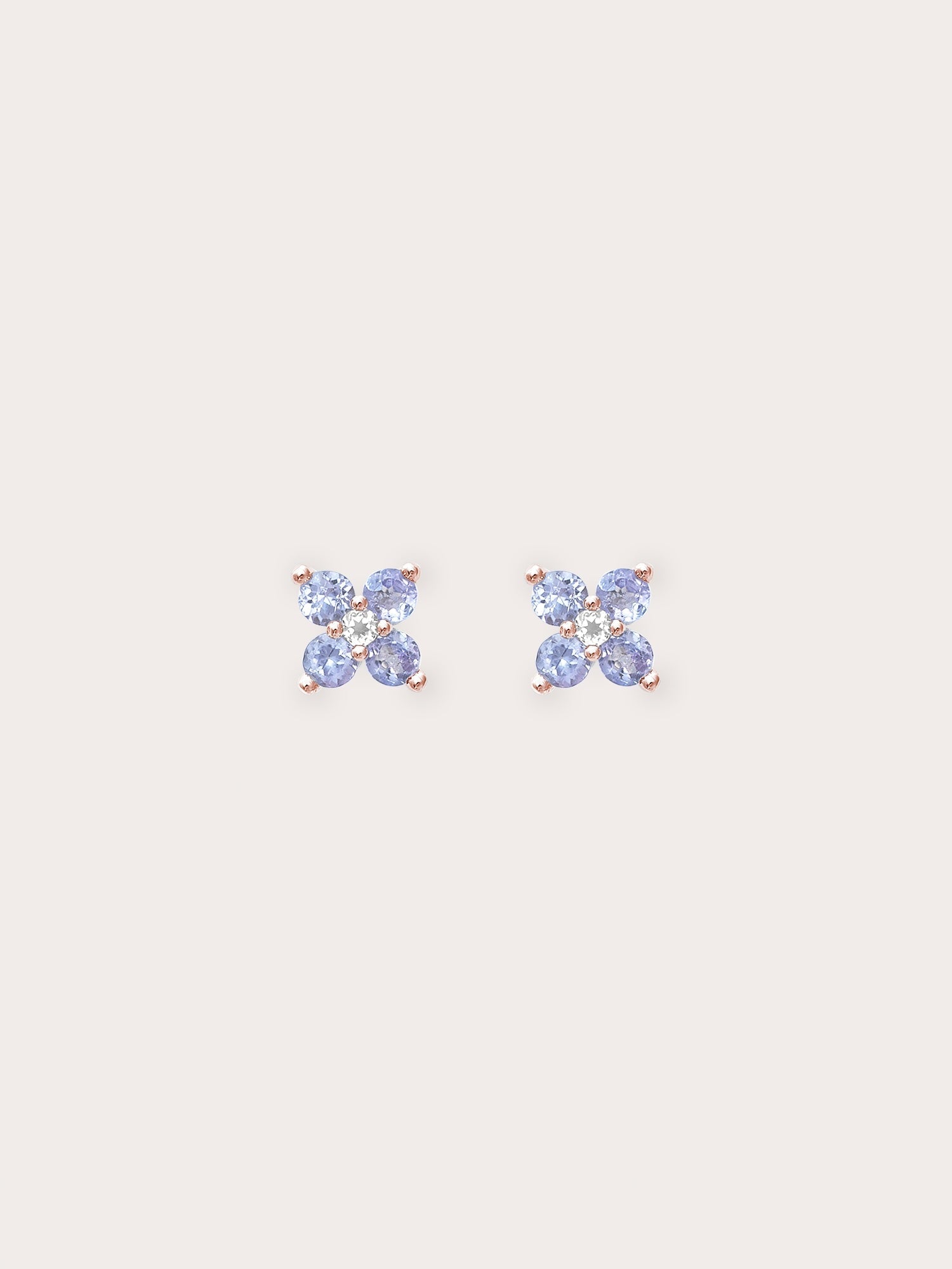 Periwinkle Clover Stud Earrings - Tanzanite