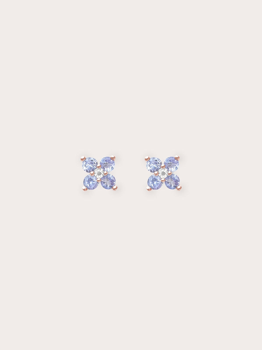 Periwinkle Clover Stud Earrings - Tanzanite