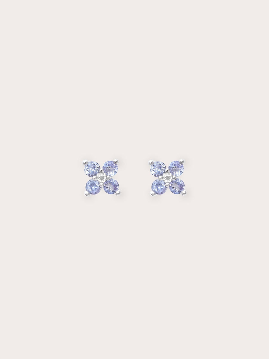 Periwinkle Clover Stud Earrings - Tanzanite
