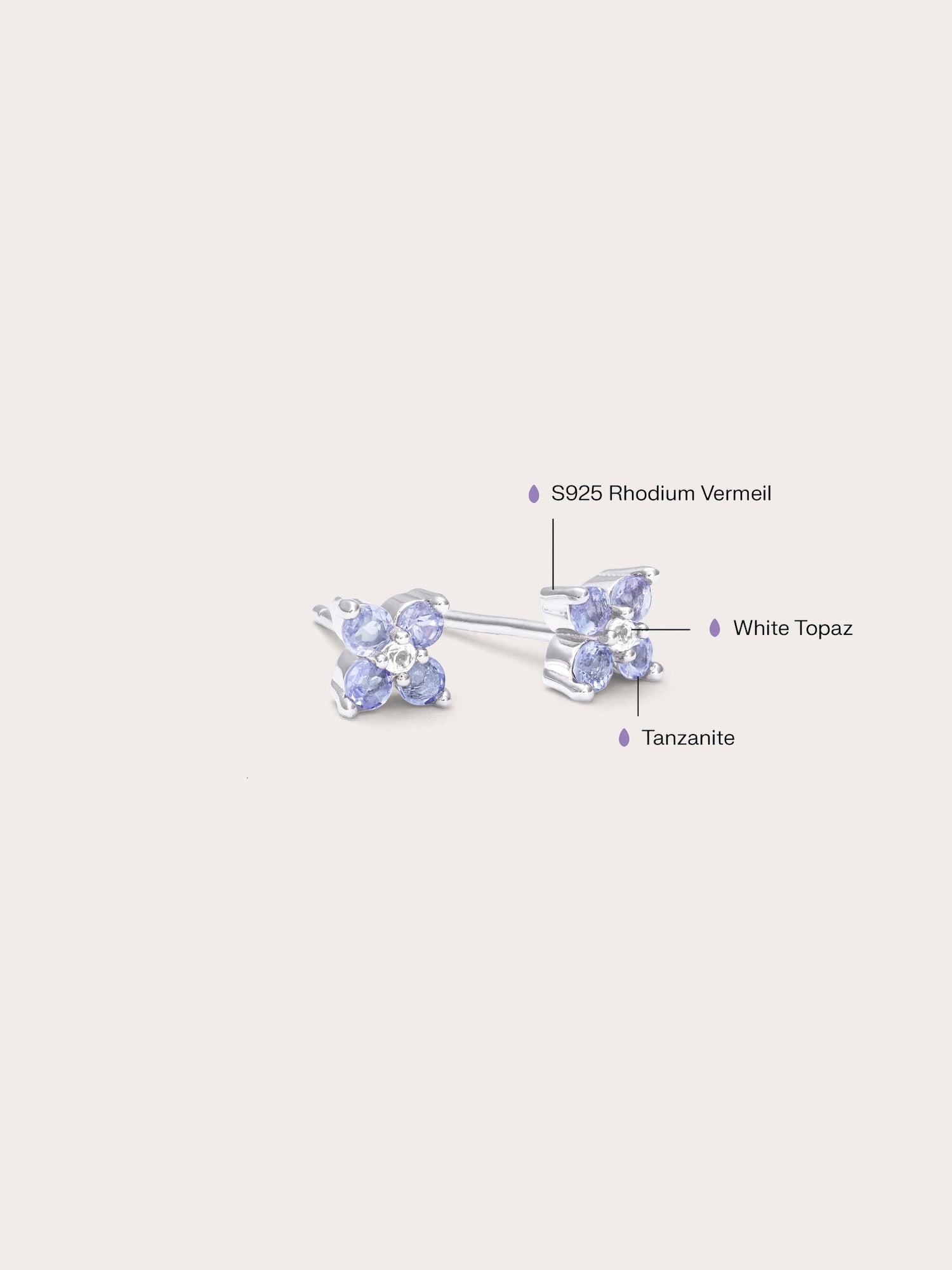 Periwinkle Clover Stud Earrings - Tanzanite