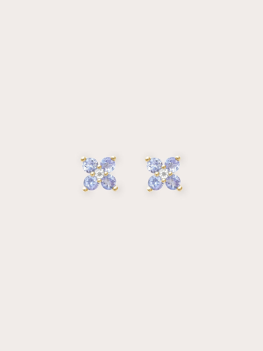 Periwinkle Clover Stud Earrings - Tanzanite
