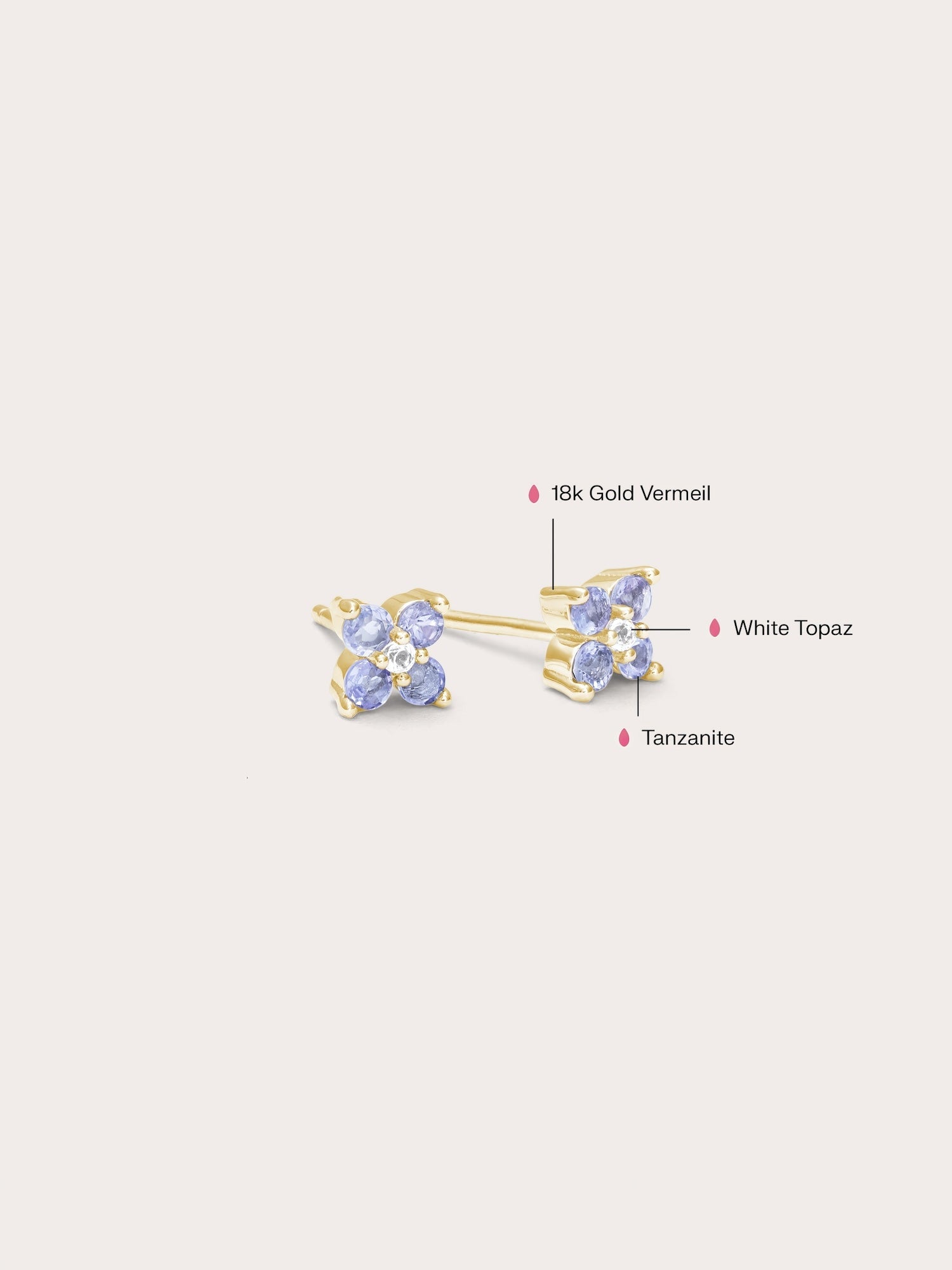 Periwinkle Clover Stud Earrings - Tanzanite