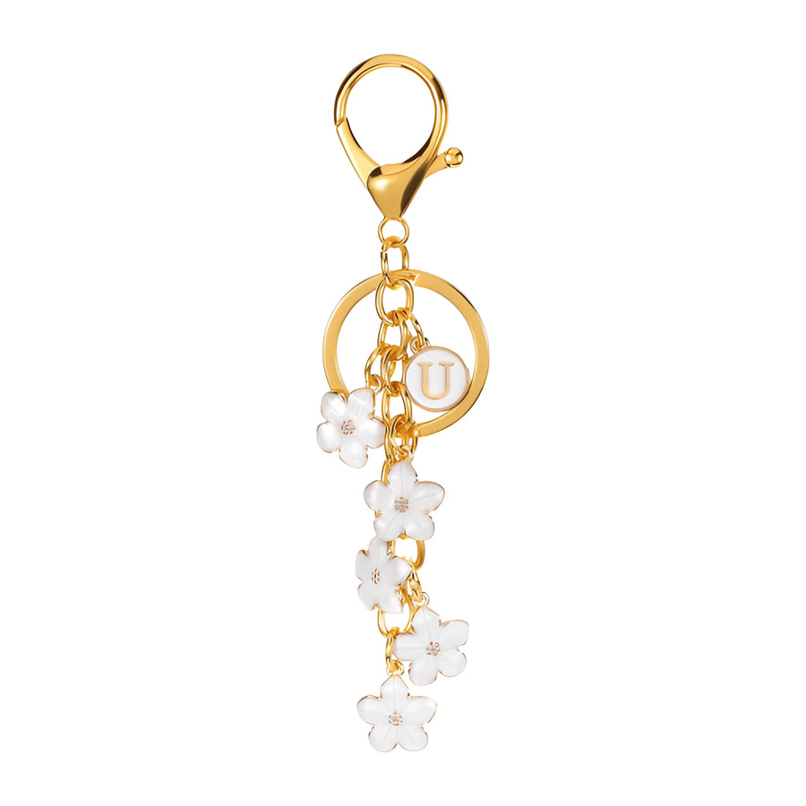 Daisy Flower Initial Letter - Bag Charm (White)