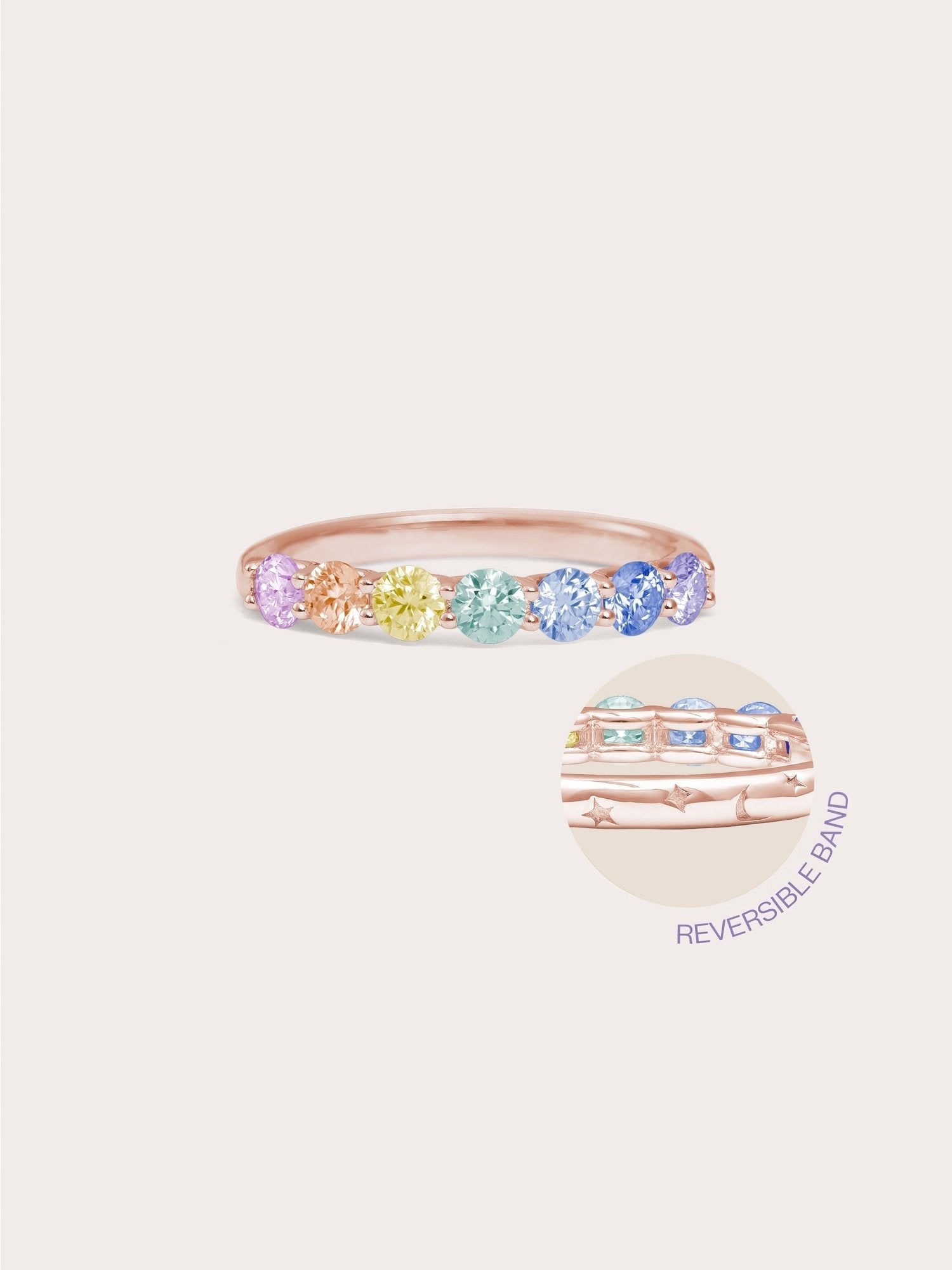 Rainbow Moissanite Eternity Band