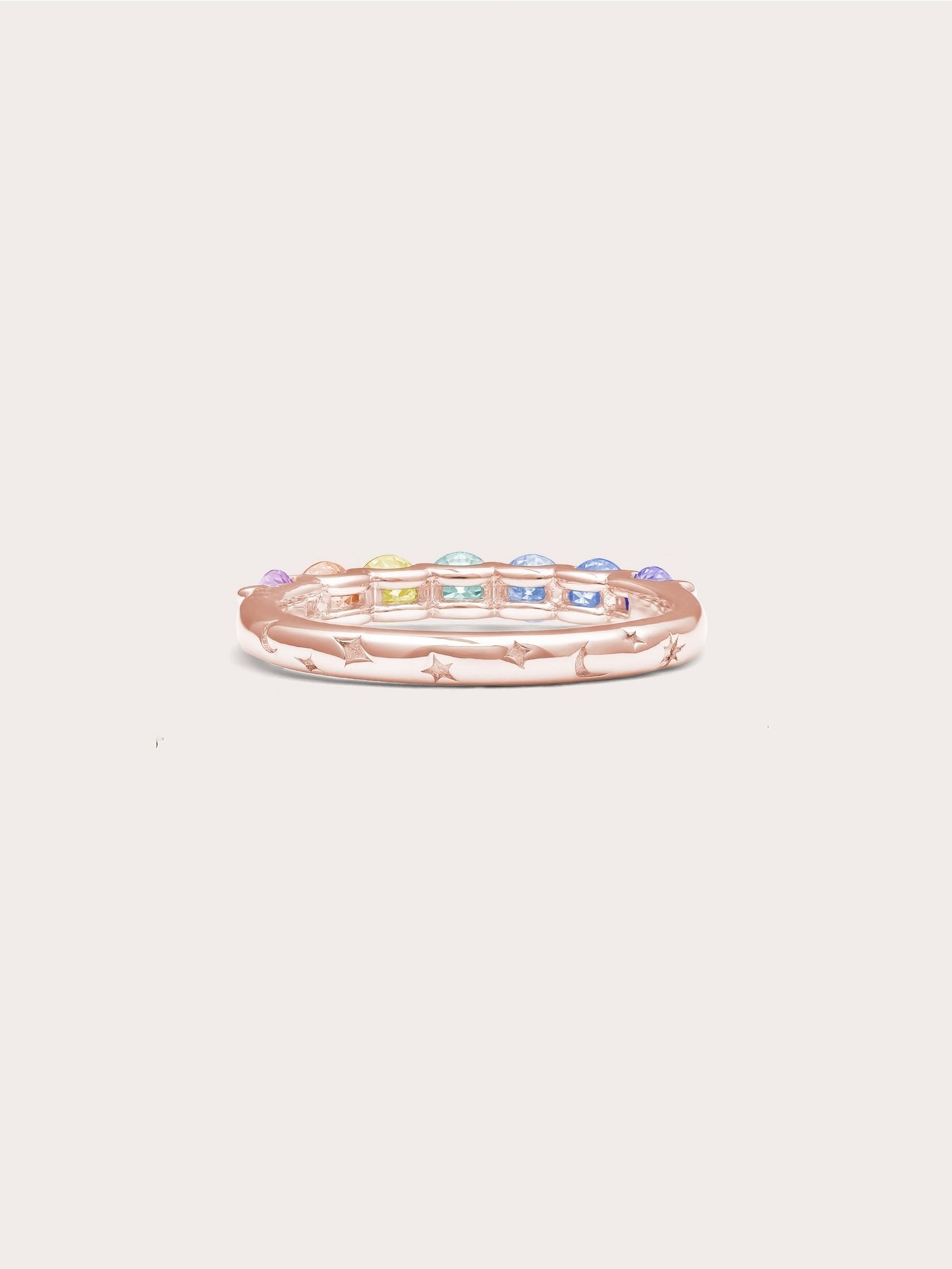 Rainbow Moissanite Eternity Band