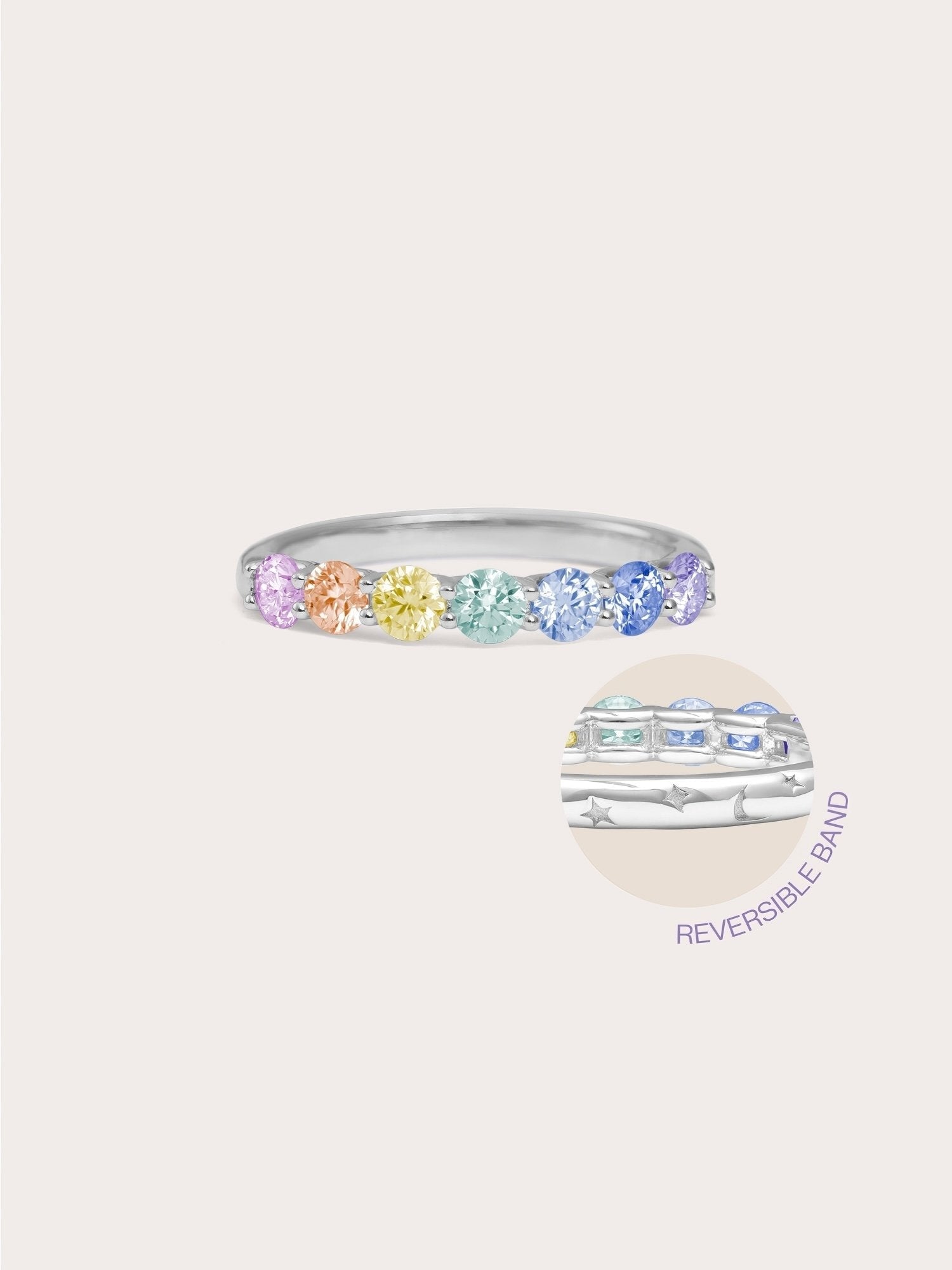 Rainbow Moissanite Eternity Band