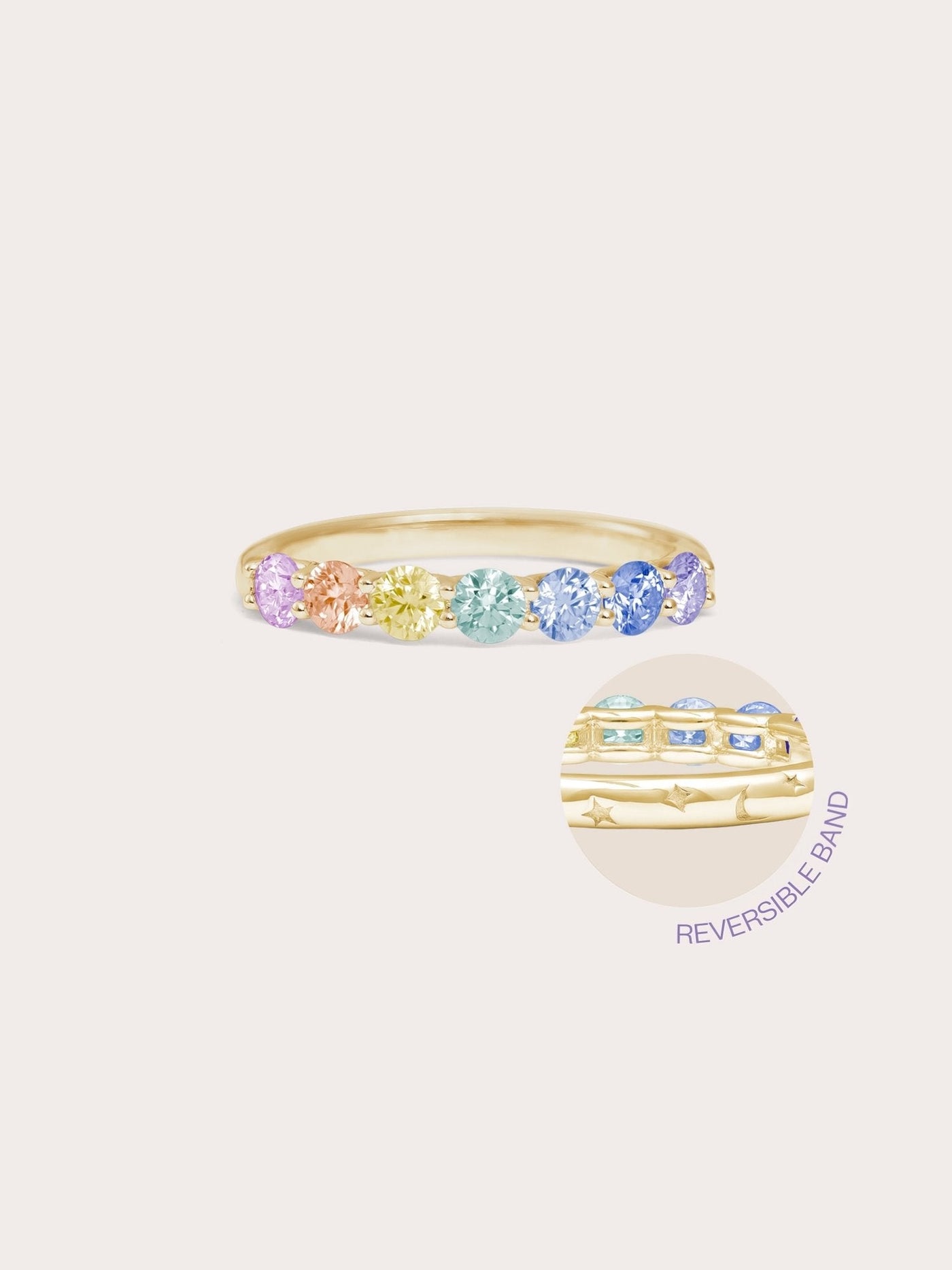 Rainbow Moissanite Eternity Band