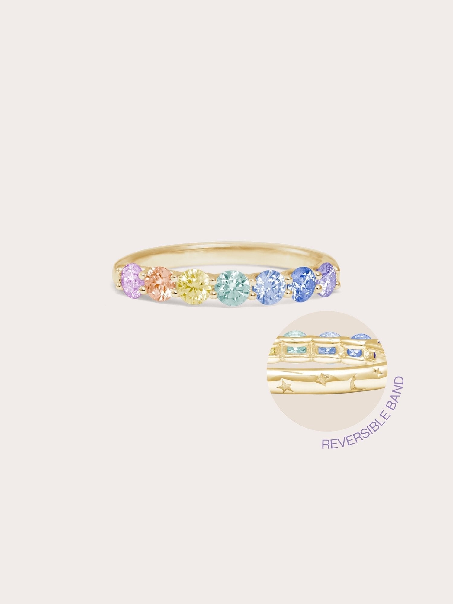 Rainbow Moissanite Eternity Band