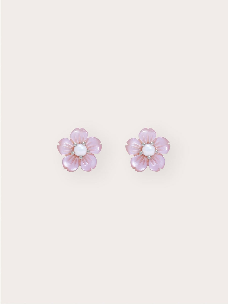 Carved Sakura Stud Earrings