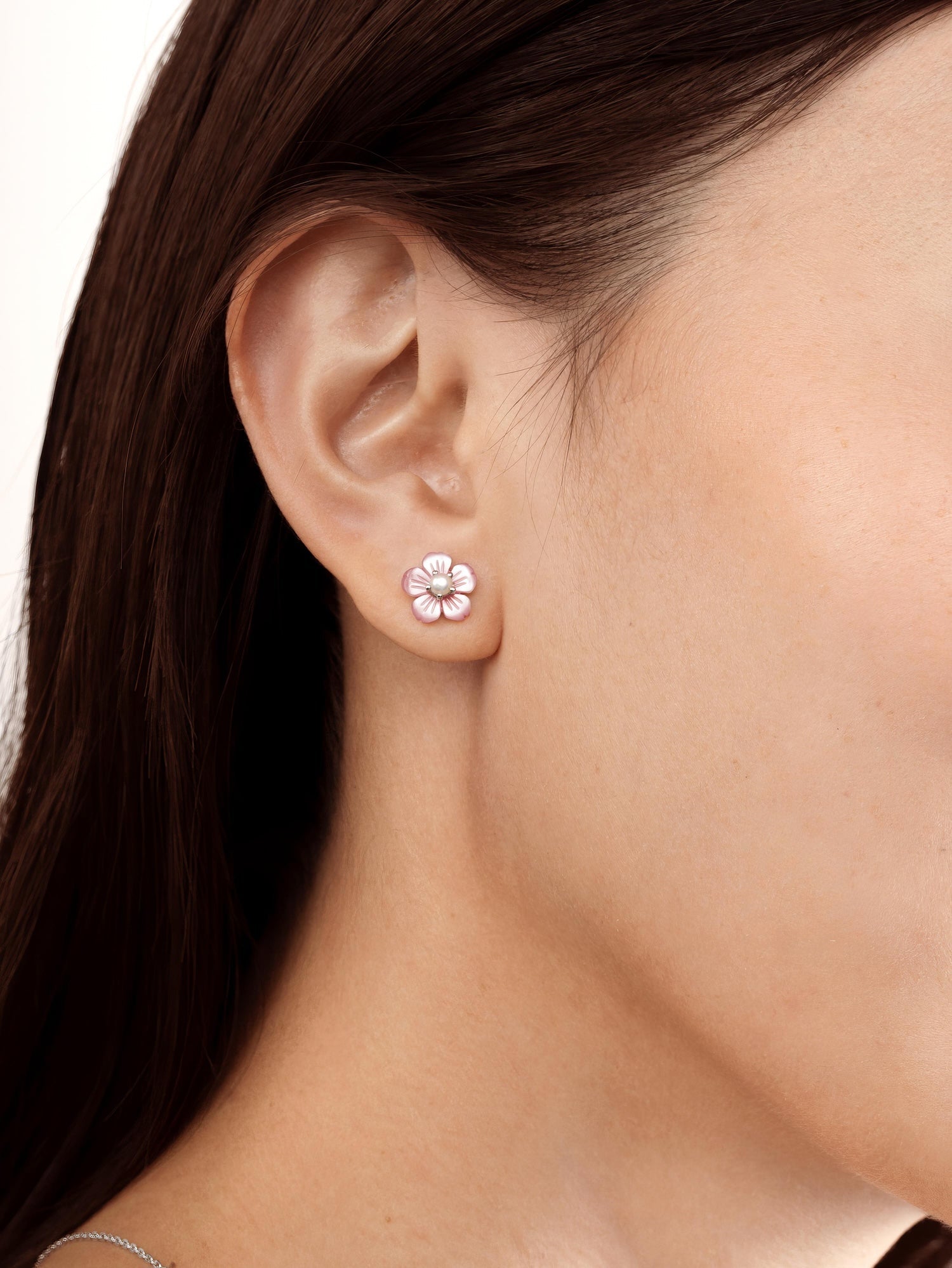 Carved Sakura Stud Earrings