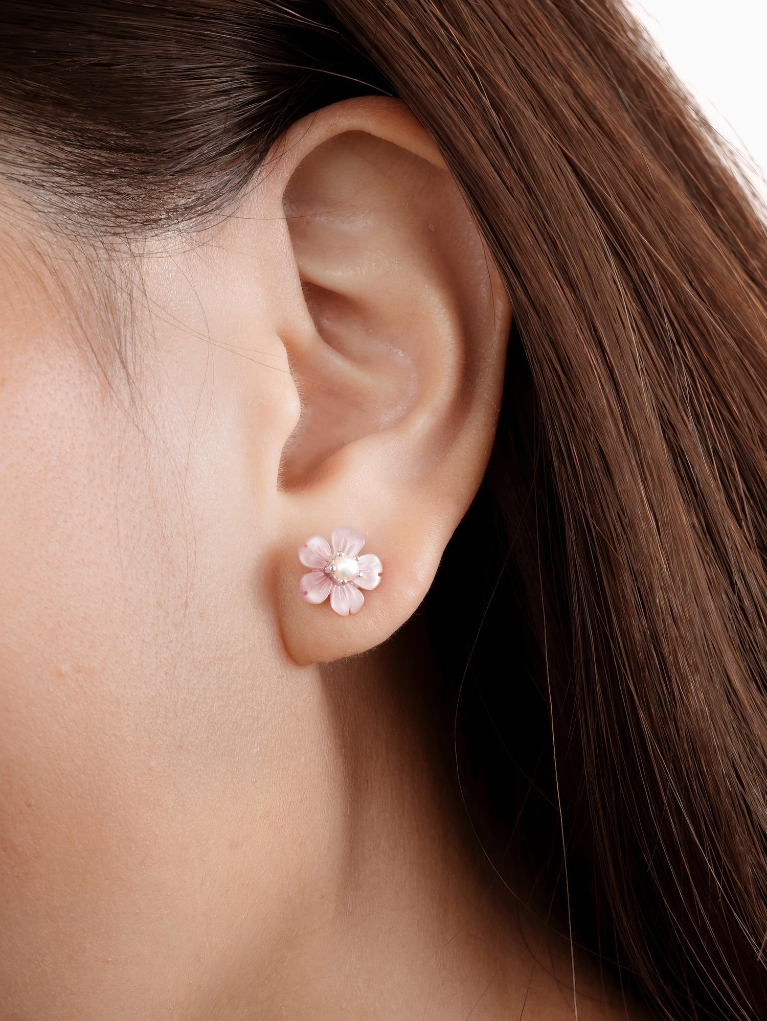 Carved Sakura Stud Earrings