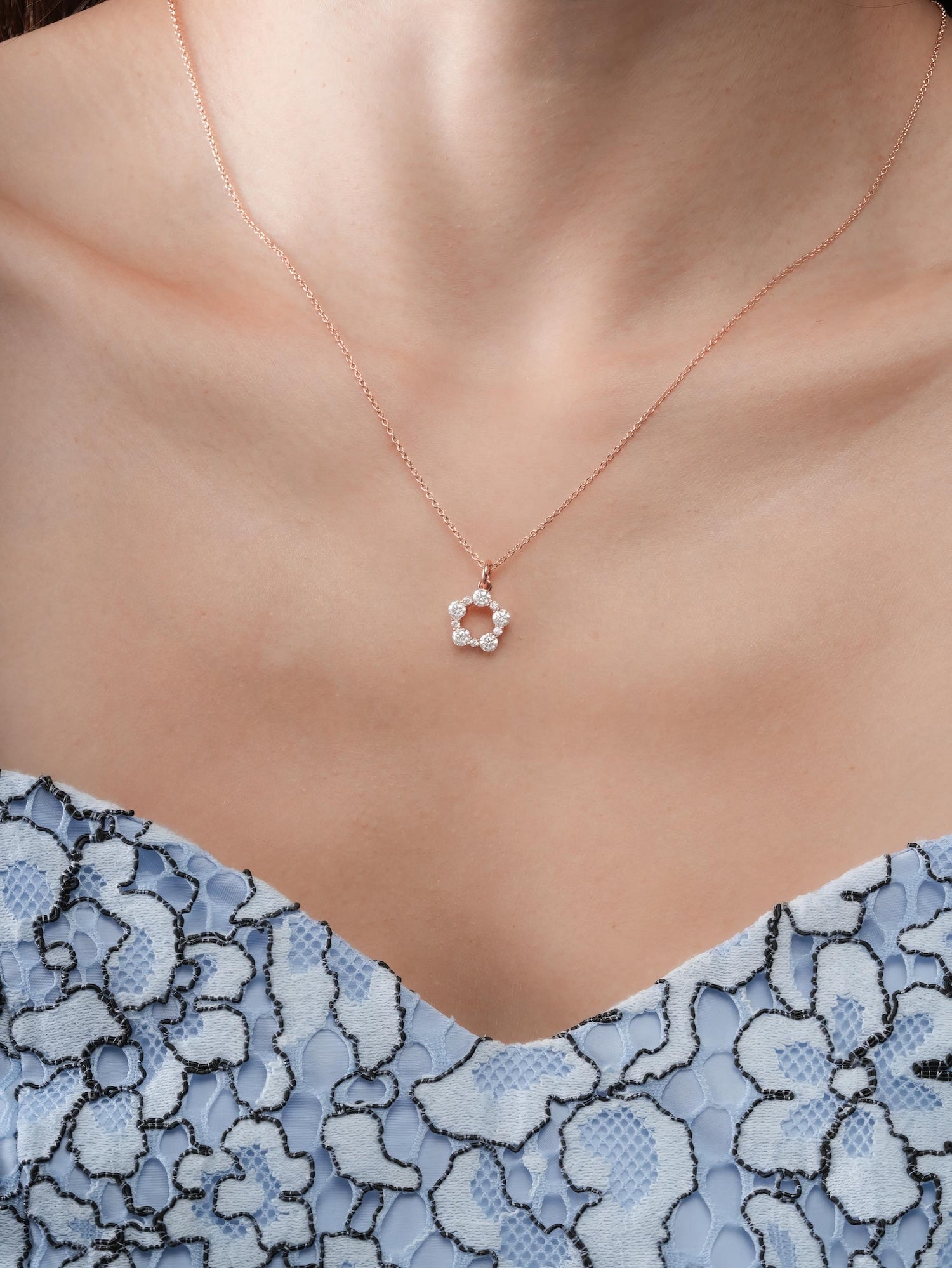 Snowfall White Moissanite Cluster Necklace
