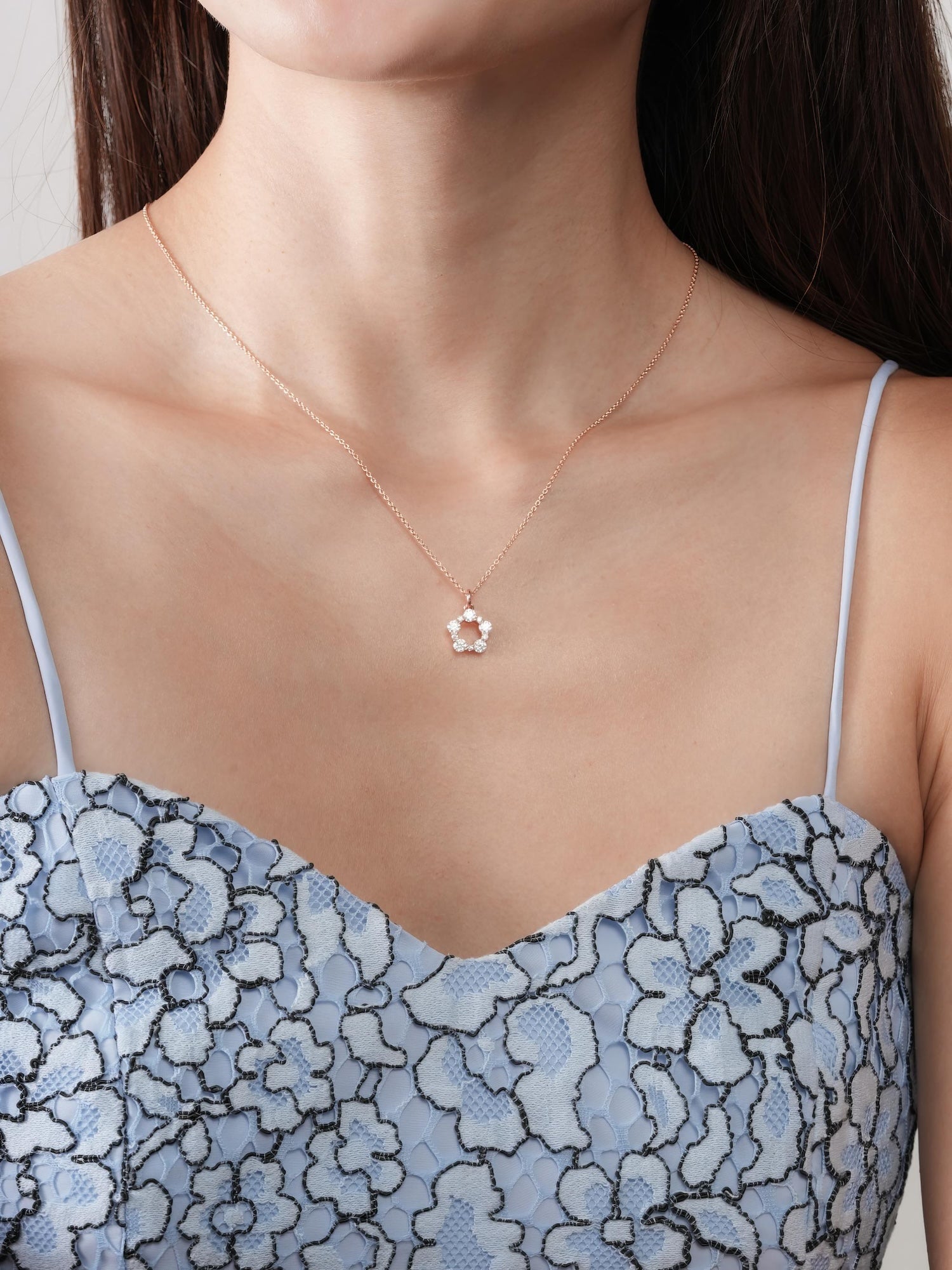 Snowfall White Moissanite Cluster Necklace