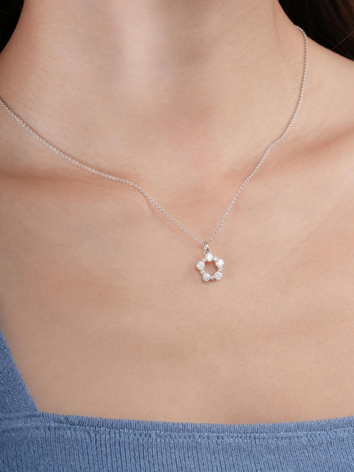 Snowfall White Moissanite Cluster Necklace