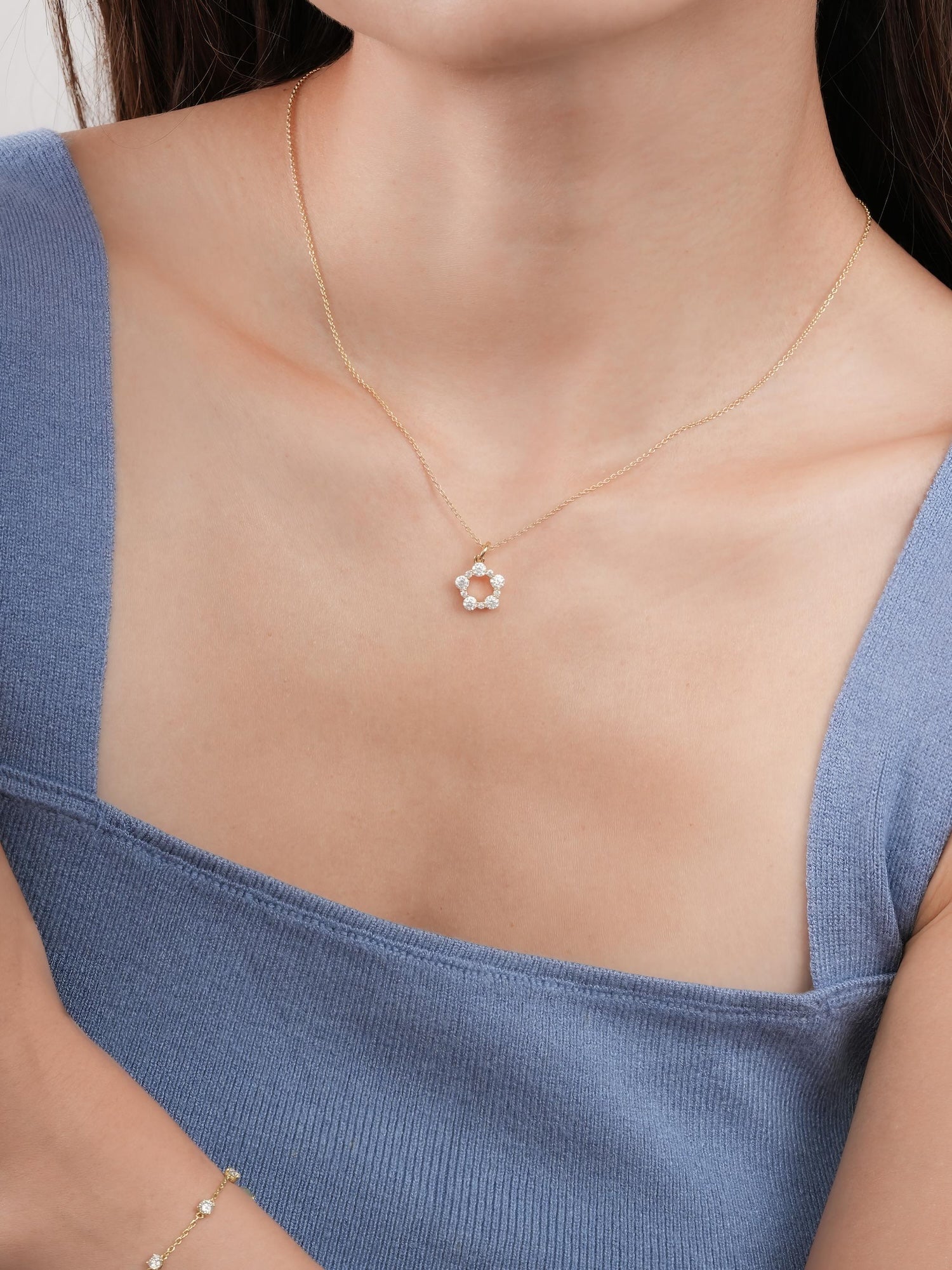 Snowfall White Moissanite Cluster Necklace