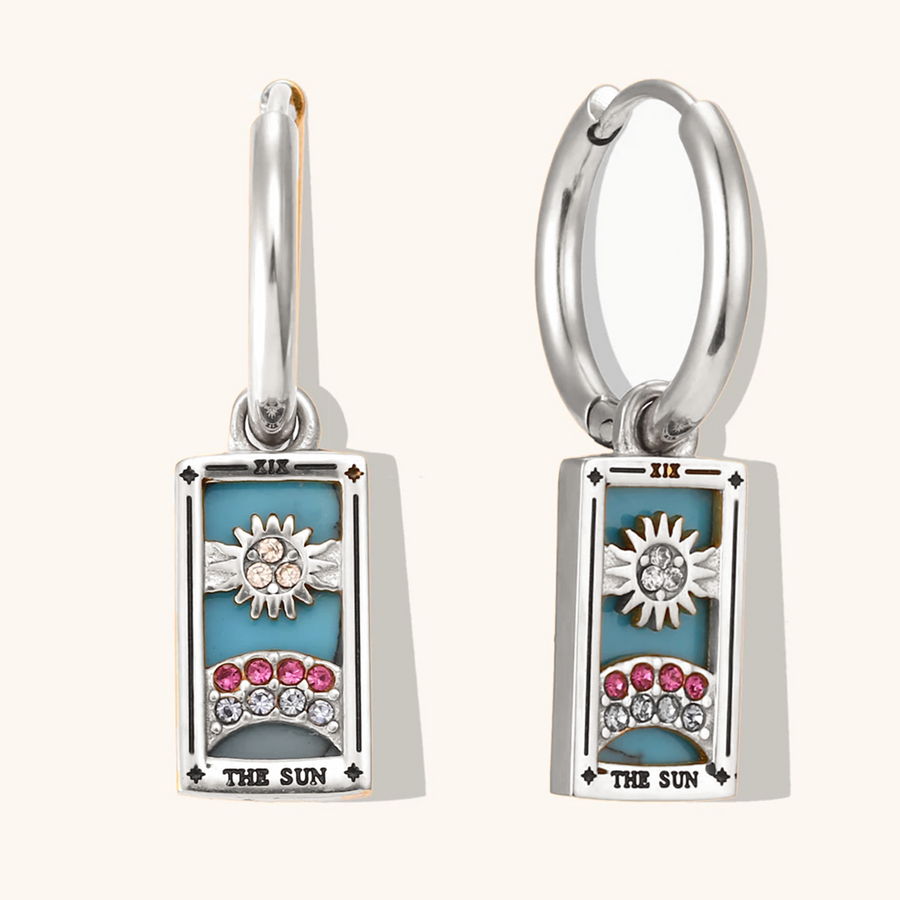 The Sun - Tarot Card Gold | Silver Hoop Earrings