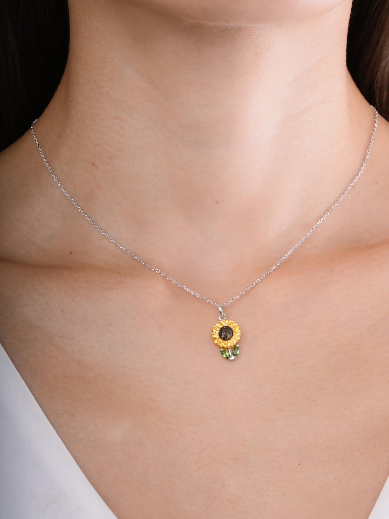 Carved Sunflower Necklace