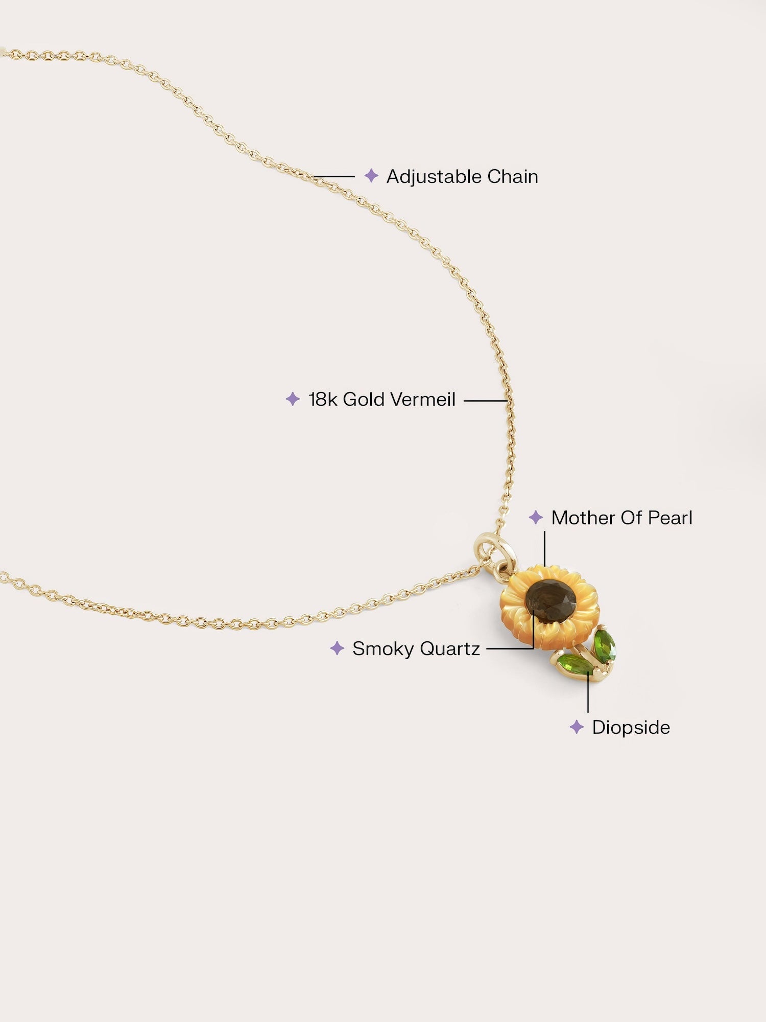 Carved Sunflower Necklace