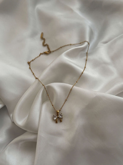 Amara Zirconia Bow Pendant Necklace